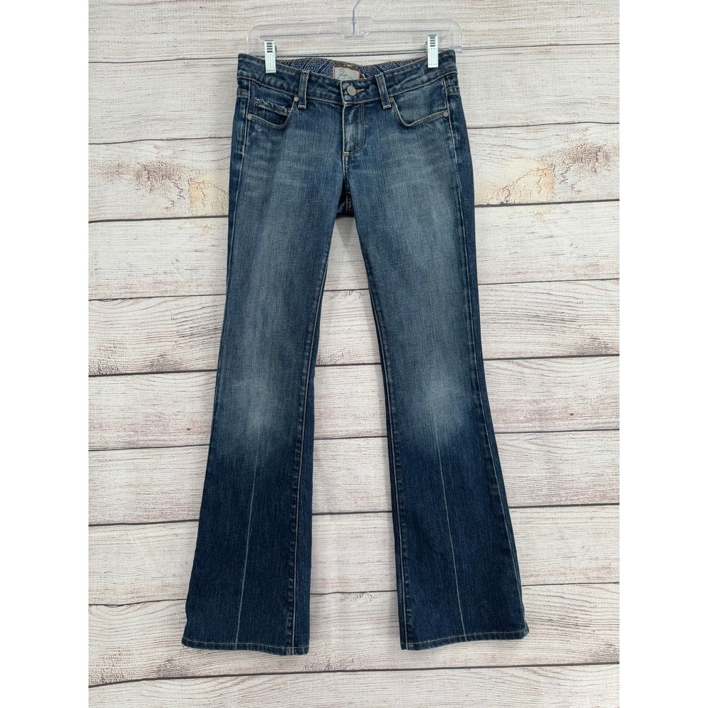 Paige Laurel Canyon Jeans Women 27 Blue Bootcut Low Rise Dark Wash Denim